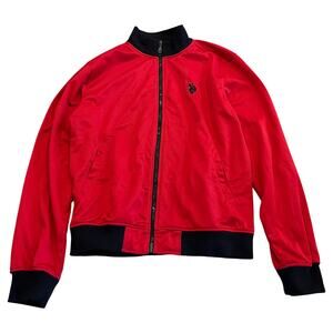 M3-19 U.S. POLO ASSN. Men's Zip-Up Mock Neck Track Jacket Red/Blue Small